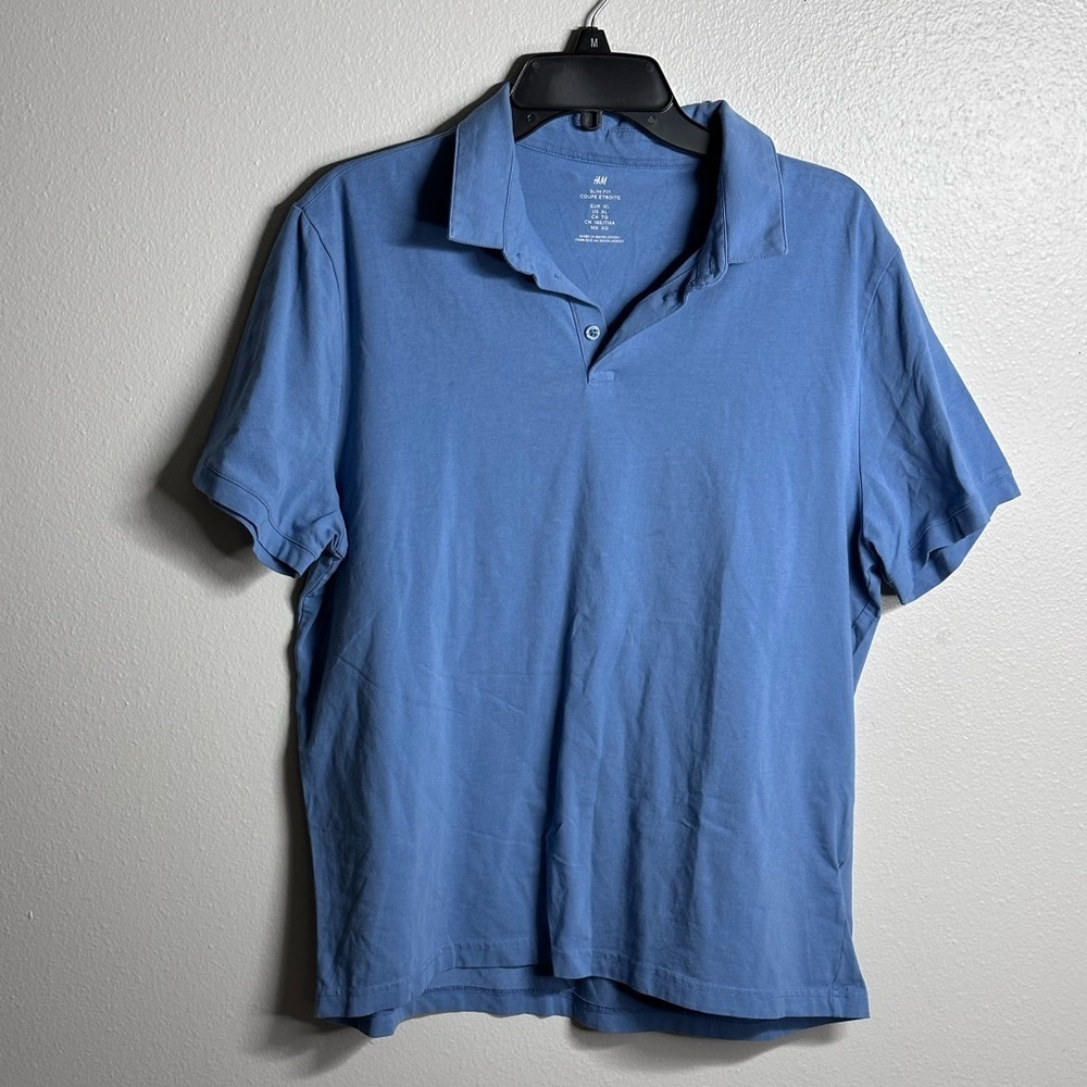 H&M Men Blue Slim Fit Polo Men‎ T-Shirt size XL
